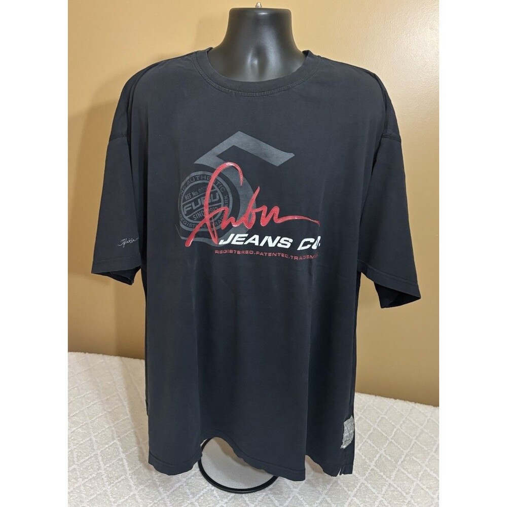 Vintage Y2K  Platinum Fubu Authentic Fubu Jeans Co Graphic Black Tee Size 3XL